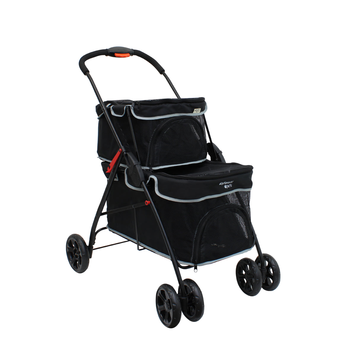 Carriola Transportadora Doble Para Mascotas Con Ventilación