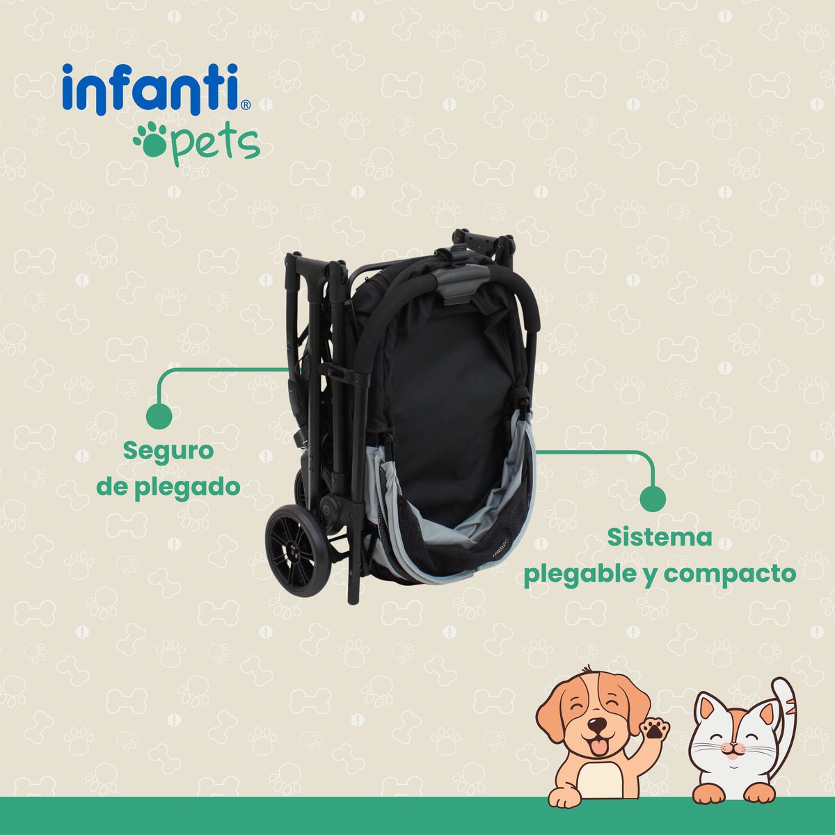 Carriola Transportadora Plegable Para Mascotas Y Ventilación